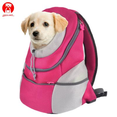 China Outdoor Dog Front Bag Mesh Backpack Head Dog Carrier Bag New Out Double Shoulder Viable Portable Travel Backpack for sale