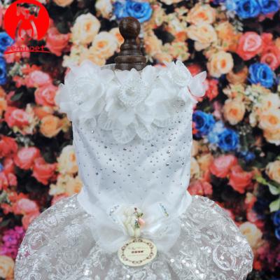 China Viable Dogs Puppy Wedding Party Lace Dress Clothes Bow Tutu Princess Dog Dress Pet Apparel for sale