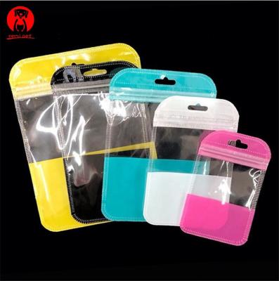 China Recyclable Colorful Clear Plastic Zipper Bags For Electronic Zipper Lock Storage Accessories Bag Resealable Gift Package 50PCS/LOT Poly for sale