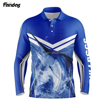 China Wholesale Antibacterial Antibacterial Sublimation Fishing Shirts Sleeve Long Collar 100% Polyester Polo Shirt Fishing Tank Top for sale