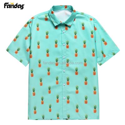 China Wholesale High Quality Casual Sublimation Polyester Spendex Unisex Button Down Floral Custom All Over Beach Print Mens Hawaiian Shirts for sale