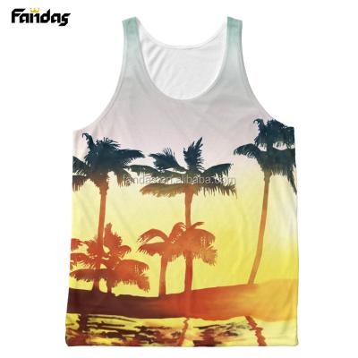 China 100% Polyester 100% Polyester All Over Sublimation Printing Custom Made Mens Tank Tops Women for sale