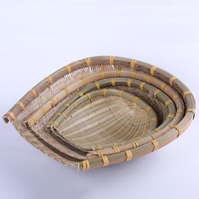 China Customization Sustainable Hand - Woven Bamboo Plant Dustpan Farm Food Bamboo Storage Baskets for sale