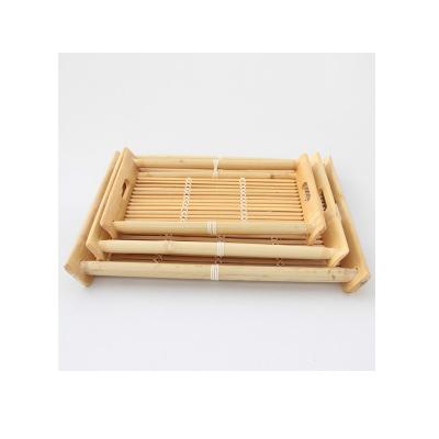 China Sustainable Hot Selling Fruit Bread Tray Woven Bamboo Hotel Restaurant Multifunctional Wooden Dishes for sale