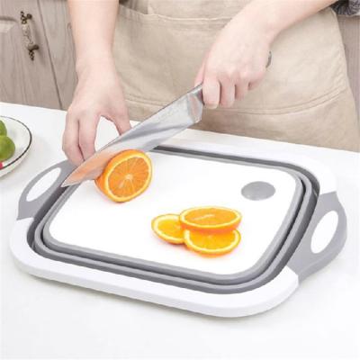 China Sustainable Multifunctional Kitchen Folding Chopper Three-in-one Fruit Vegetable Wash Basket For Draining for sale