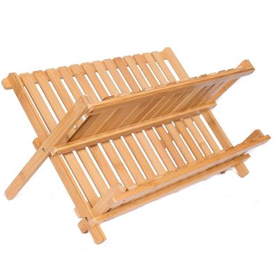 China Minimalist Manufacturers Supply Kitchen Bamboo Wood Shelf Rack Dish Rack Bamboo Drying Dish Rack for sale