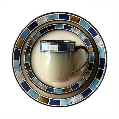 China Sustainable Vintage Modern Design Dinnerware Steak Pasta Dish European Ceramic Salad Bowl Dinnerware Dish for sale