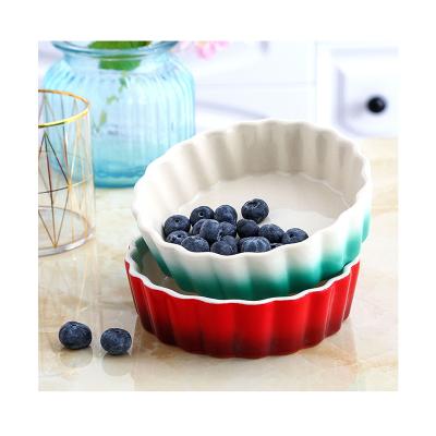 China Viable Customize Gradient Tableware Cake Dish Fruit Japanese Style Glazed Ceramic Baking Dish for sale