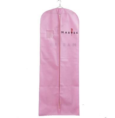 China Reusable Reusable Hot Pink Wedding Dress Garment Bags With Logo for sale