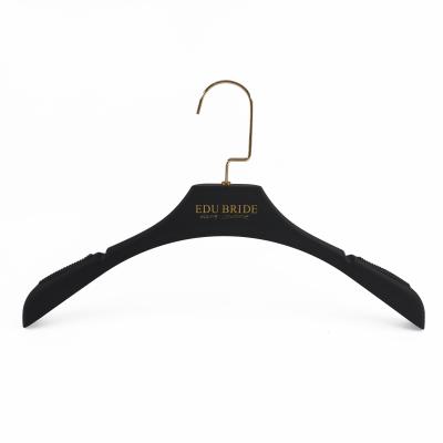 China CLASSIC Black Rubber Plastic Dress Hanger Coat Hanger Custom Logo Wedding for sale