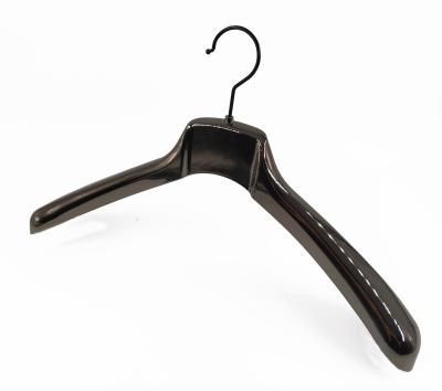 China CLASSIC Strong Black Plastic Coat Hanger Suit Hanger Black Plastic Plated Custom for sale