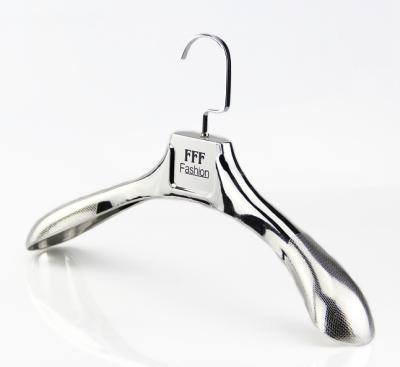 China SHOW Luxury Wide Shoulder Silver Suit Hanger Plastic Electric Plated Suit Hanger for sale