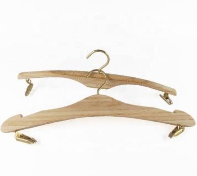 China Custom Made Luxury Bamboo Bra Hanger Underwear Hanger Lingerie Hanger with Mini Clips for sale