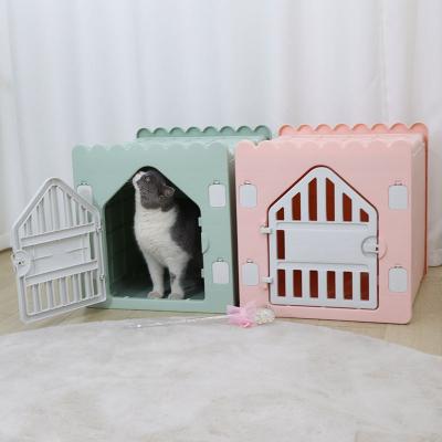 China New Style Viable Foldable Plastic Pet Portable Detachable Pet Cat House Cat Scratch House Indoor For Small Animal for sale