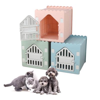 China Sustainable Outdoor Cute Plastic Animal Pet Supplies Products Dogs Kennel Cages Small Houses Animals Dog Cage House for sale