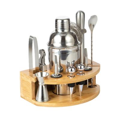 China 2021 350ml Stainless Steel Viable Cocktail Set With Wooden Frame New Wine Sampler Supplies Bartender Tools for sale