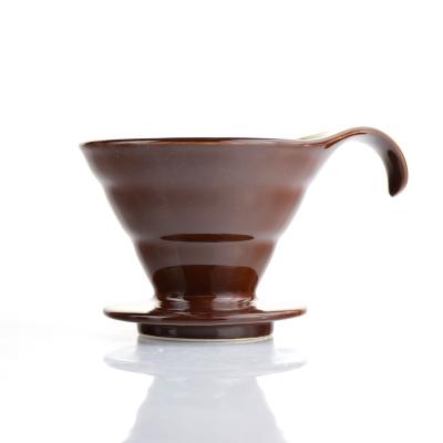 China Ecocoffee Brown Sustainable Black Ceramic V60 Coffee Spout Household Pour Over Coffee Accessories for sale