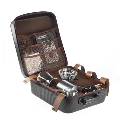 China Viable Portable V60 Coffee Set for Travel Outlet PU BAG All in One Coffee Kit with Scale and Timer Spoon for sale