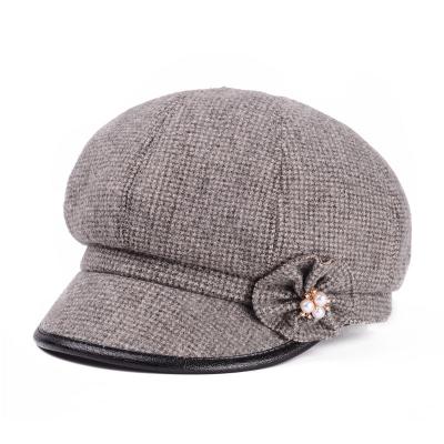 China 2021 High Quality Promotional Adjustable Character Women Felted Hat Winter Beret Hat Wholesale Stylish Octagonal Newsboy Hat for sale