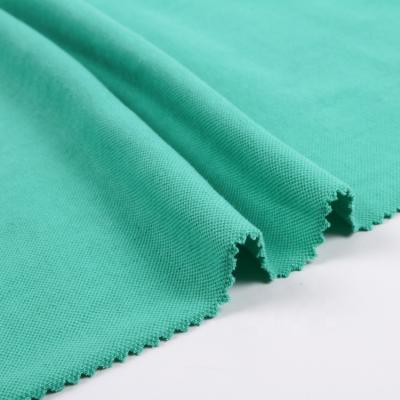 China Flame Retardant Custom Design Sky Blue Plain Dyed Weft 100% Cotton Pique Knitted Fabric For Clothing for sale