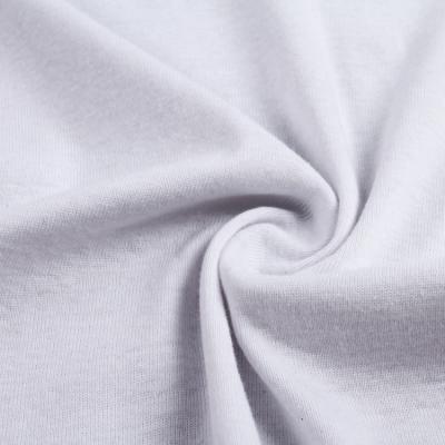 China Anti-static white color plain weft 100% cotton interlock knitted fabric for women suit garment for sale