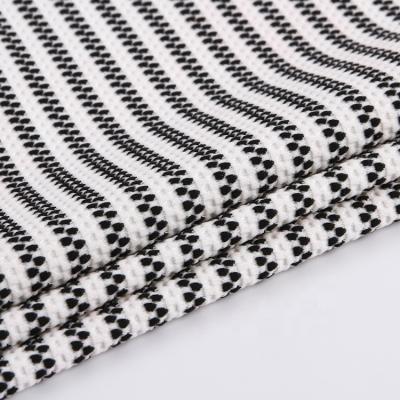 China Black And White Stripes Tear-Resistant Jacquard Yarn Dyed Striped Knitted Fabrics Dress for sale