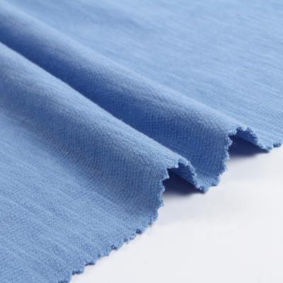 China Flame Retardant High Quality Blue Plain Dyed 100% Cotton Roving French Terry Fabric For Women Dressing for sale