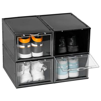 China Custom High Quality Transparent Clear Plastic Viable Sneaker Shoe Cabinet Storage Boxes With Logo Wholesale for sale