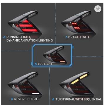 China led rear light for honda civic hatchback led tail 201-2018 year 201-2018 smoke light color KB civic coupe for sale