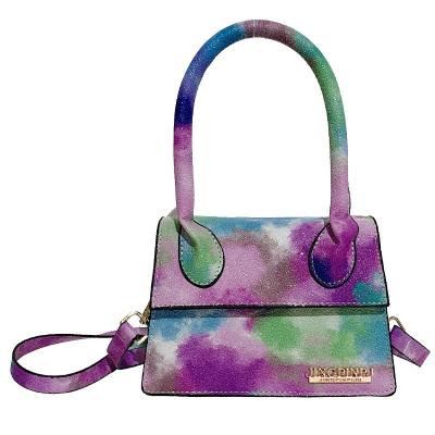 China Custom Logo Ladies Tie Dye Pu Leather Cross Tie Dye Pattern Small - Unique Purses and Fashionable Body Bag Purses for sale