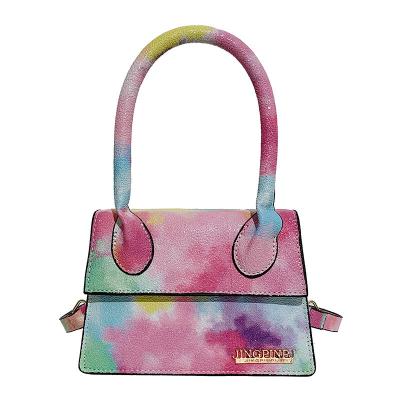 China 2022 Model Fashion Link Dye Tie Dye Handbag PU Leather Mini Cute Purse Crossbody Women Handbags for sale