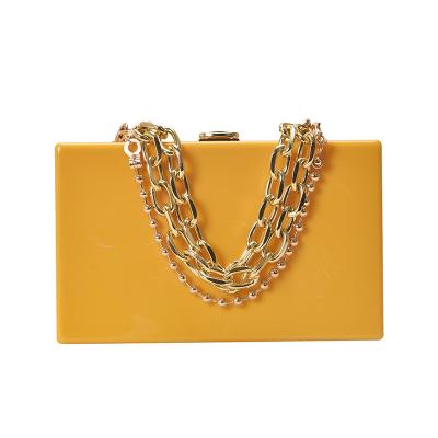 China Low Moq Women's Candy Color Square Party Acrylic Gold Thick Chain Handbags Chain Purse Cross - Body Bag for sale