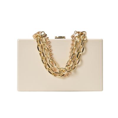 China 2022 New Style Ladies Candy Color Acrylic Chunky Chain Shoulder Bag Cross Small Thick Square Evening Handbag - Body for sale