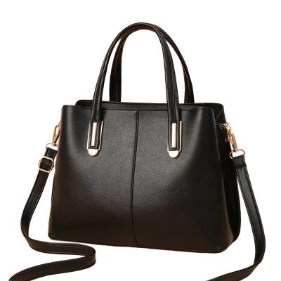 China Large Elegant Women's Large Black Top Handle Handbags Pu Fashion Leather Bags for sale