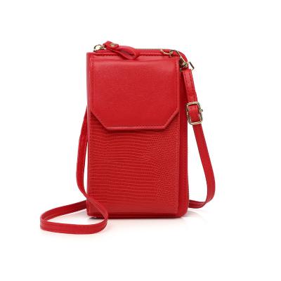 China Multifunctional Anti-theft PU Leather Phone Bag Ladies Solid Color Cross Wallet Women Long for sale