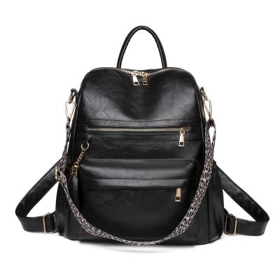 China Large Capacity Popular Ladies Backpacks PU Color Women Large Shoulder Tassel Girls School Bag Leather Backpack for sale