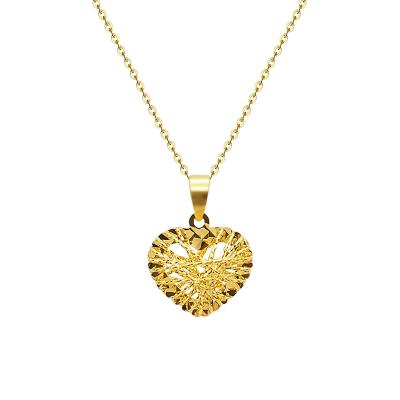 China FASHIONABLE Real 18k Gold Necklace Jewelry Real Heart Yellow Gold Pendant Necklace Gold Chains for sale