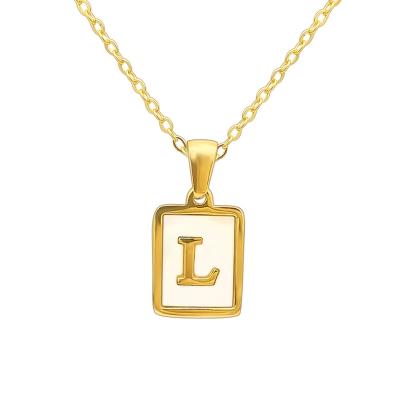 China FASHIONABLE Letter Pendant Necklace Stainless Steel Simple Necklace Anniversary Lucky Alphabet Luxury Jewelry for sale