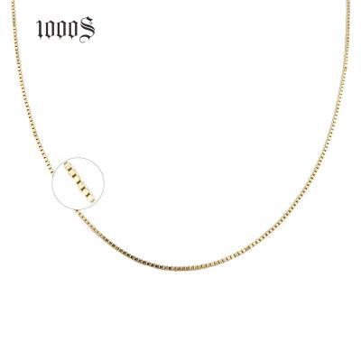 China 9K TRENDY 14K Yellow Gold Trendy Solid Box Chains 0.8mm Necklace Jewelry for sale