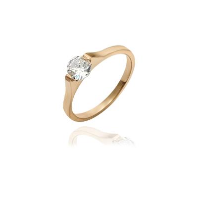 China TRENDY Classic Gold Plated Stainless Steel Women Ring , Simple Stone 316 Stainless Steel Wedding Engagement Women Ring for sale