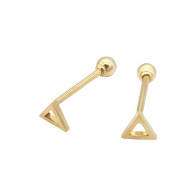 China Easy to Fit New Fashion Real Real Gold Triangle Stud Earrings Women 9K 14K 18K Solid Yellow Gold Earrings for sale