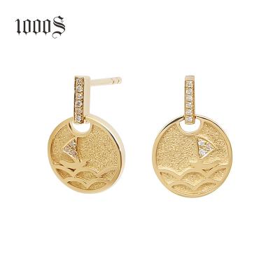 China FASHIONABLE popular brand designer jewelry wholesale soild gold diamond earrings 18k gold diamond earrings for sale