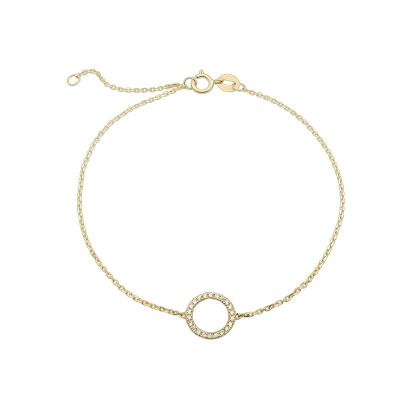 China Real Supplier Cute 9k Gold Jewelry Professional Circle Charm Simple CZ Charm Bracelets for sale