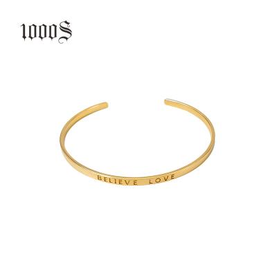 China Lead And Nickel Free Hot Real 14K Gold Bangle 1.5mm Thickness Durable Design Name Engraving Wholesale Jewelry for sale