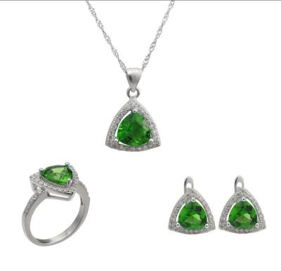 China Ethinic Customized Size 925 Sterling Silver Jewelry Set With Zircon Stone for sale