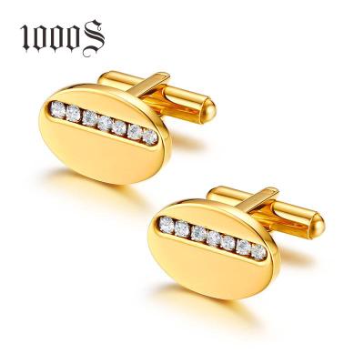 China Custom Classic High Quality 1000S Stainless Steel Gold Plated Diamonds Cufflinks for sale