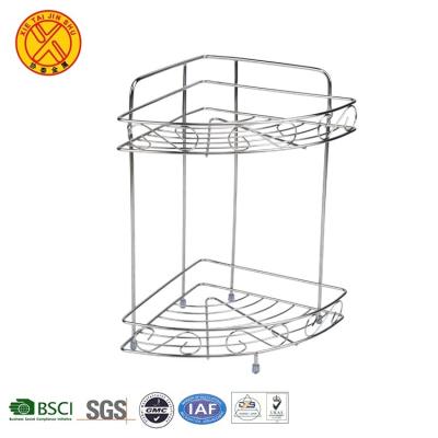 China Hot Selling Chrome Shower Cart Bathroom 2 Tier Organizer Shelf for sale