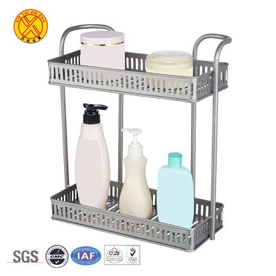 China China Supplier Sustainable Non Drilling 2 Tiers Aluminum Bathroom Kitchen Storage Rack for sale