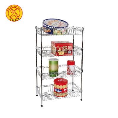 China Eco-friendly Supply Metal Rack Wire Organizer 4 Tier Stainless Steel Stainless Steel Kitchen Dining Cart Serving Serving Cart for sale