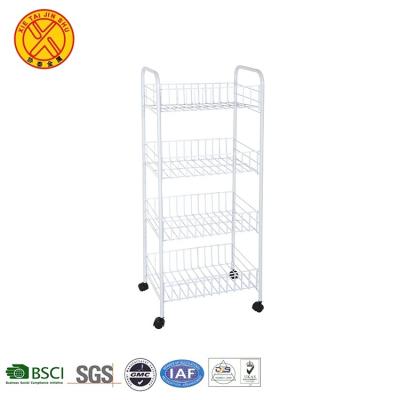 China Best Selling Eco - Friendly Stainless Steel Metal 4 Tier Home Use Kitchen Cart for sale